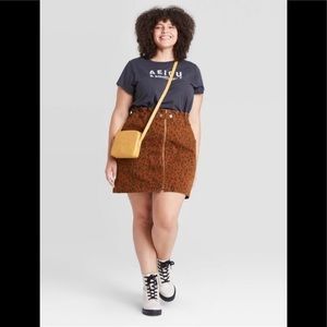 Front zip elastic waist demon Cheetah skirt